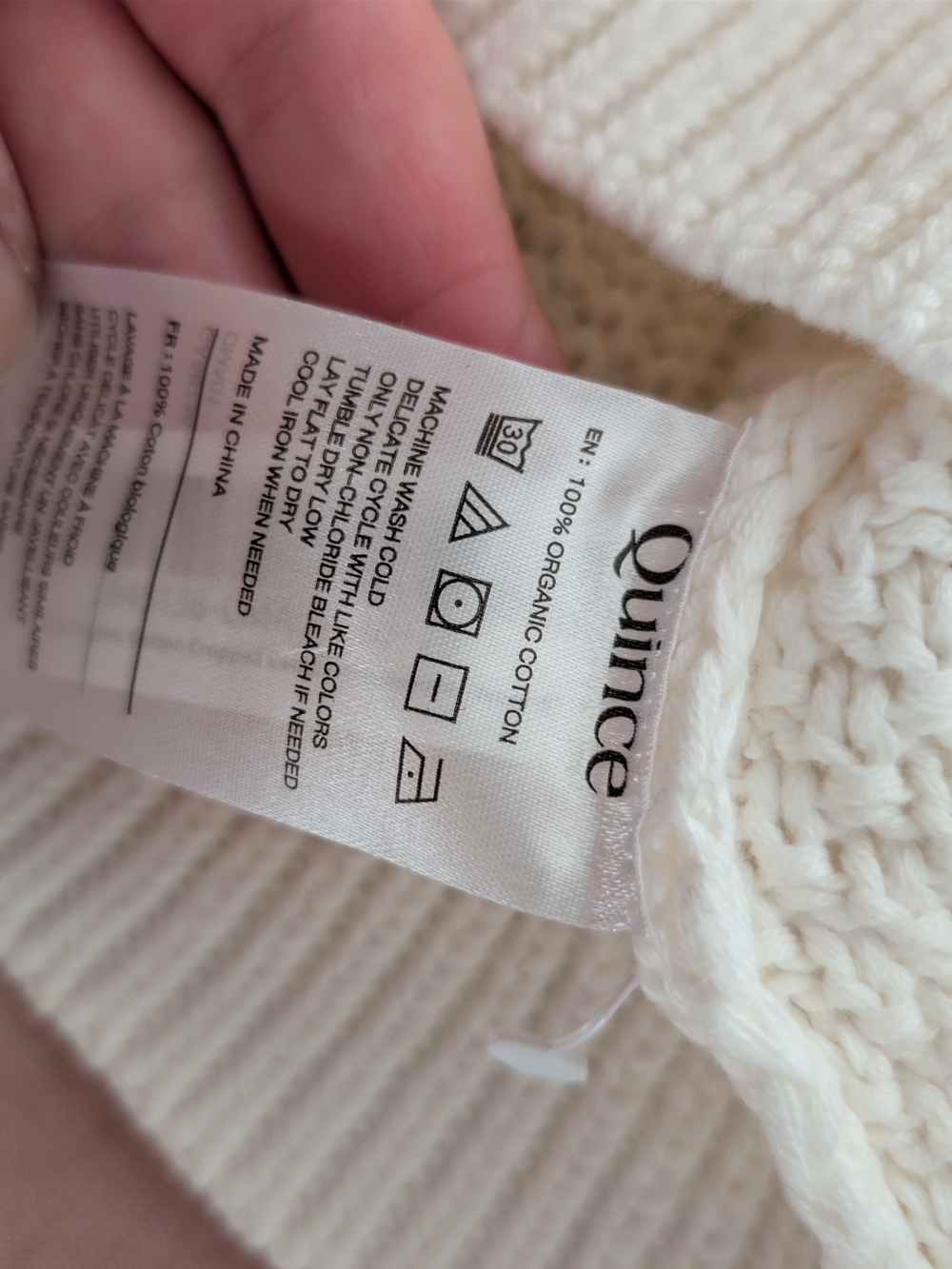 Quince 100% Organic Cotton Cable Knit Sweater Ivory Small NWT - Picture 4 of 8